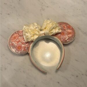 Disney Just Peachy Peach Embroidered Flowers Minnie Ear Headband